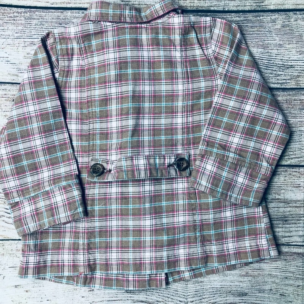 Greendog Baby Girl 24m pink/brown plaid jacket - Picture 3 of 3